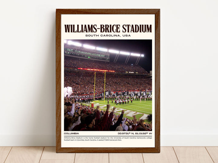 Williams-Brice Stadium Football Retro Wall Art