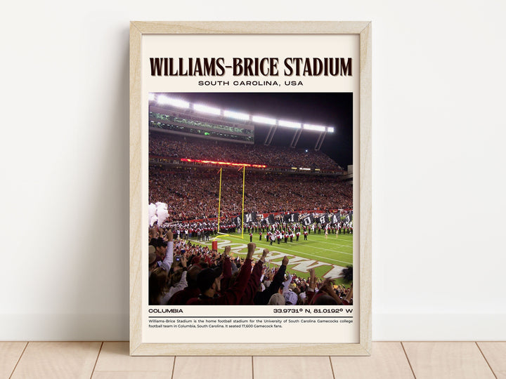 Williams-Brice Stadium Football Retro Wall Art