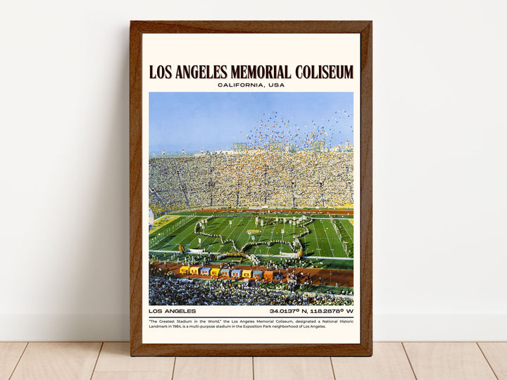 Los Angeles Memorial Coliseum Stadium Football Retro Wall Art