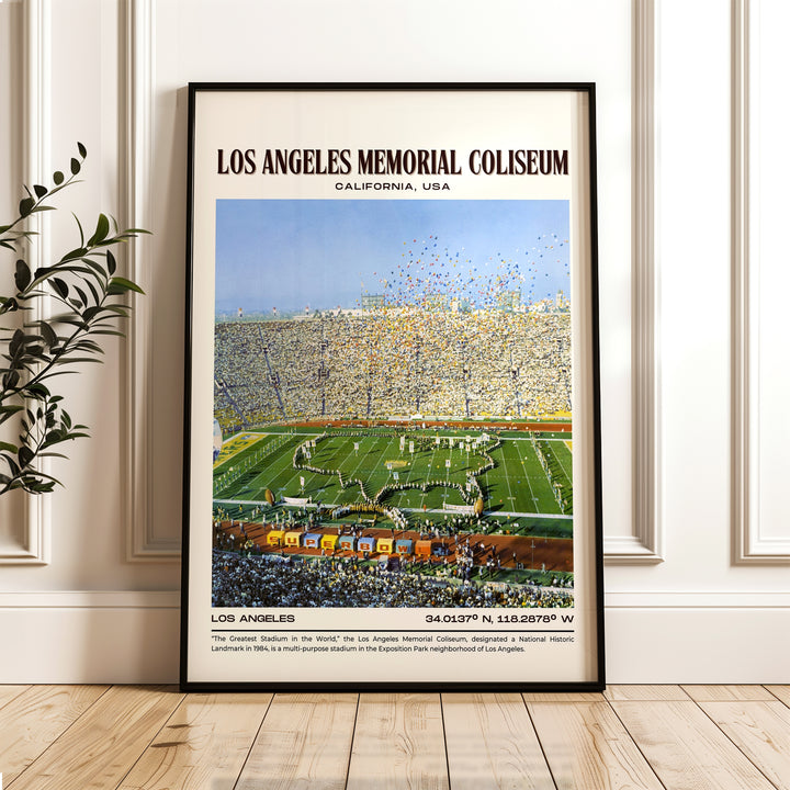 Los Angeles Memorial Coliseum Stadium Football Retro Wall Art