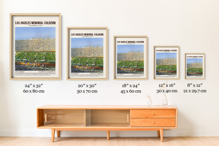 Los Angeles Memorial Coliseum Stadium Football Retro Wall Art