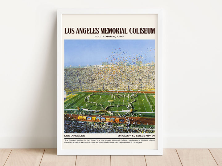 Los Angeles Memorial Coliseum Stadium Football Retro Wall Art