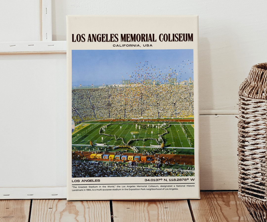 Los Angeles Memorial Coliseum Stadium Football Retro Wall Art