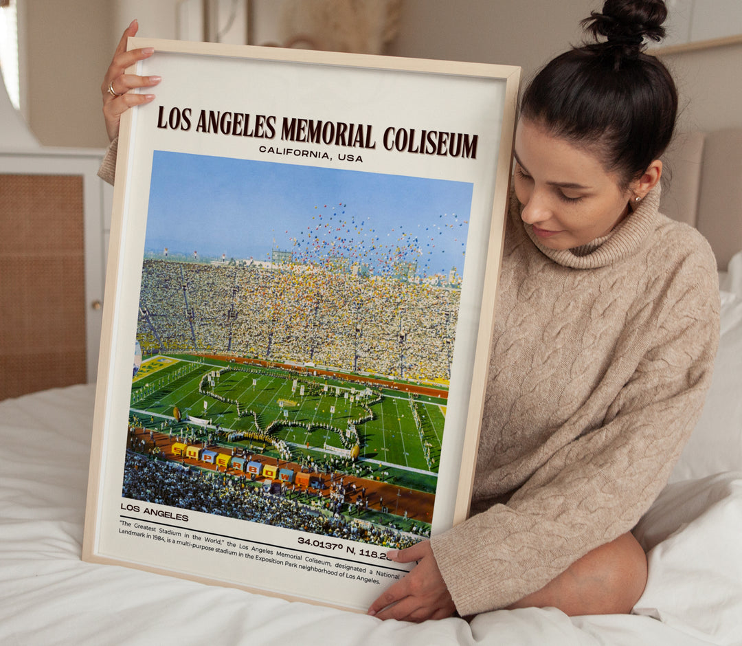 Los Angeles Memorial Coliseum Stadium Football Retro Wall Art