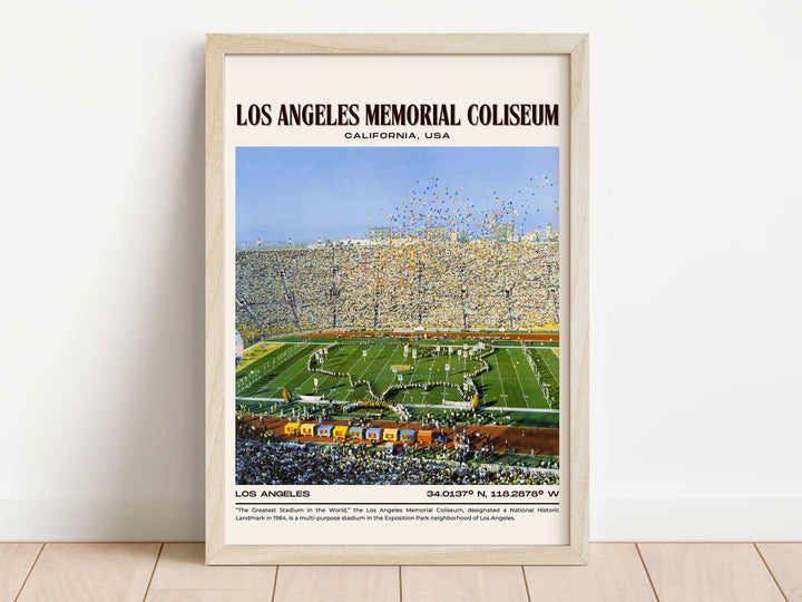 Los Angeles Memorial Coliseum Stadium Football Retro Wall Art