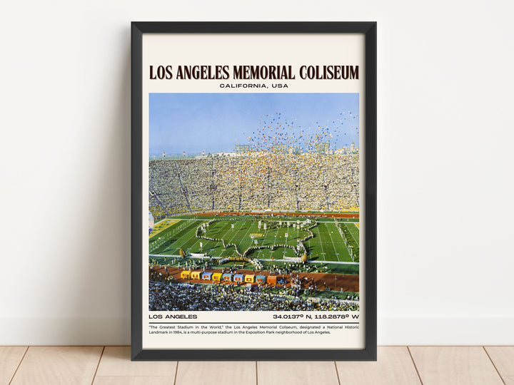 Los Angeles Memorial Coliseum Stadium Football Retro Wall Art