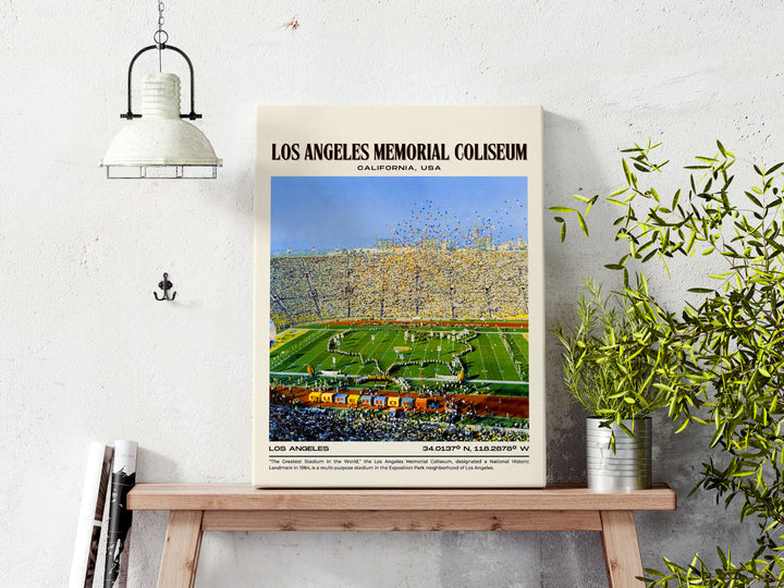 Los Angeles Memorial Coliseum Stadium Football Retro Wall Art