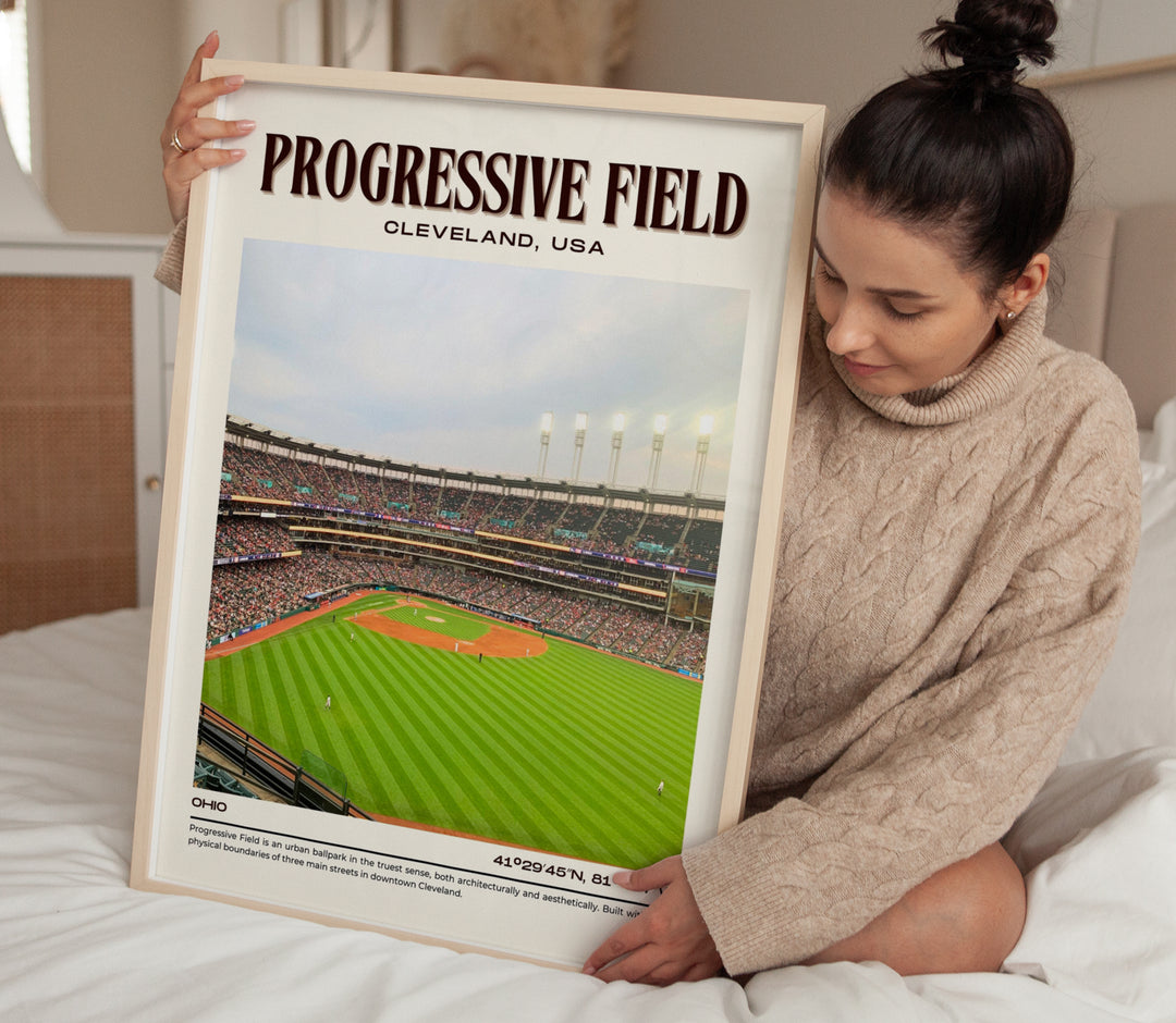 Progressive Field Stadium Baseball Retro Wall Art