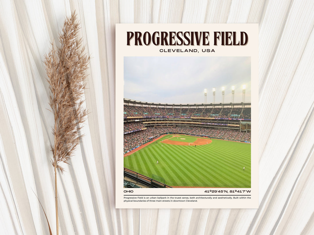 Progressive Field Stadium Baseball Retro Wall Art