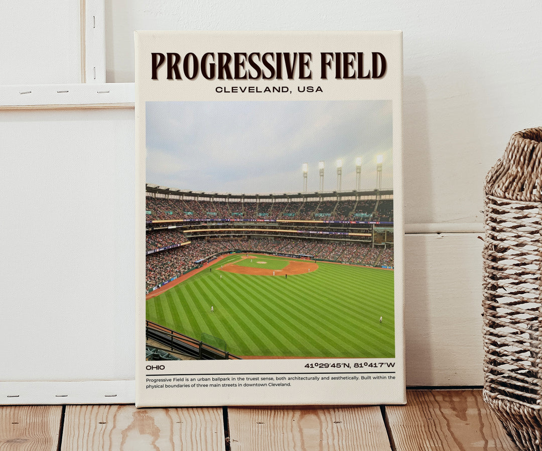 Progressive Field Stadium Baseball Retro Wall Art