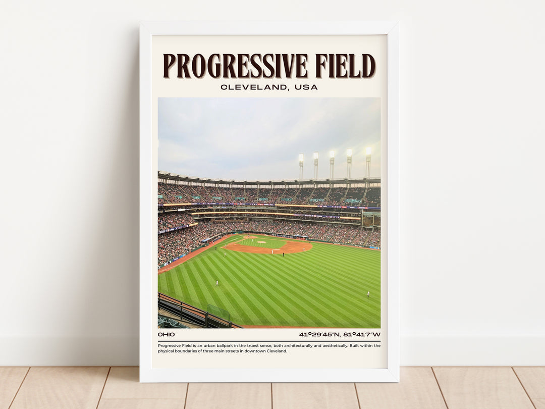 Progressive Field Stadium Baseball Retro Wall Art