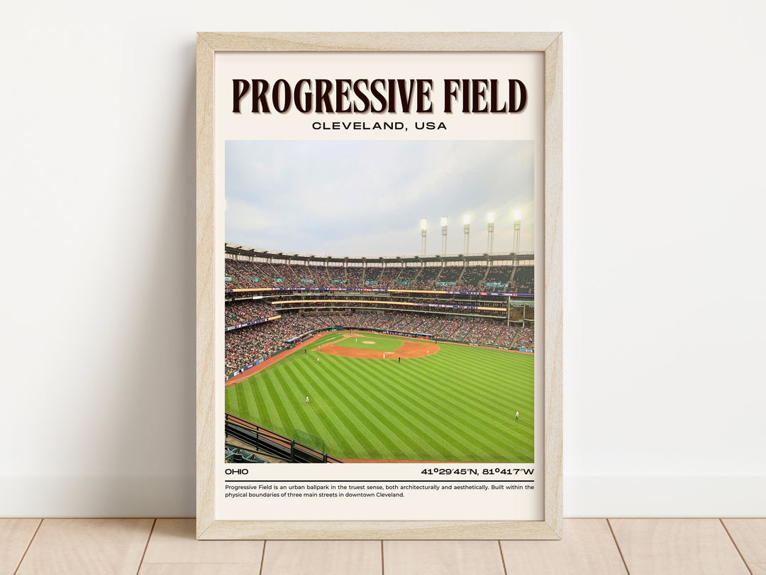 Progressive Field Stadium Baseball Retro Wall Art