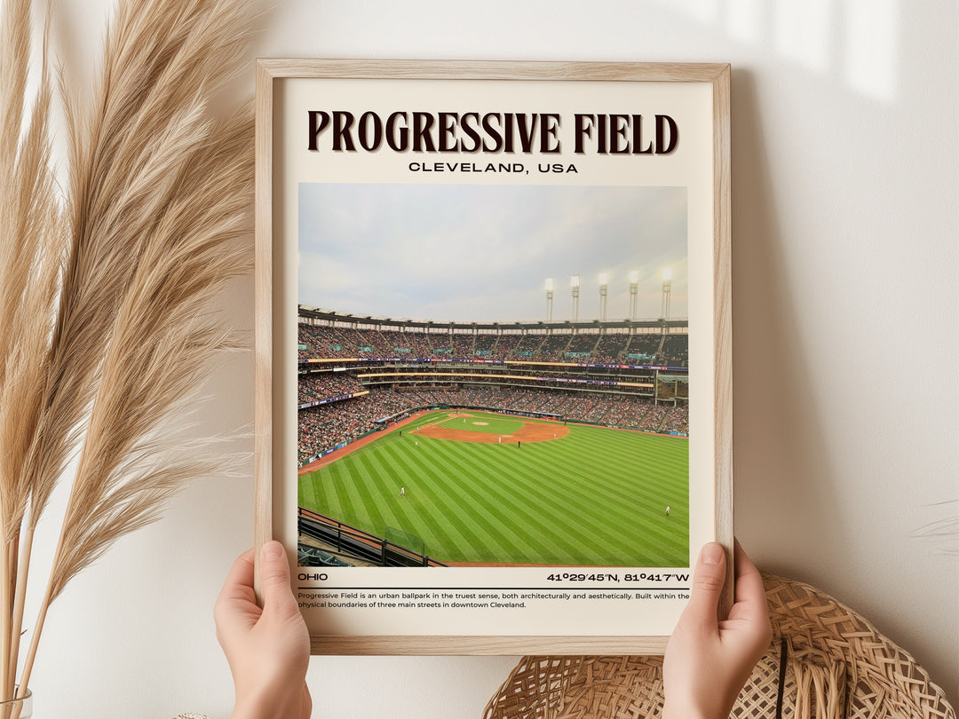 Progressive Field Stadium Baseball Retro Wall Art