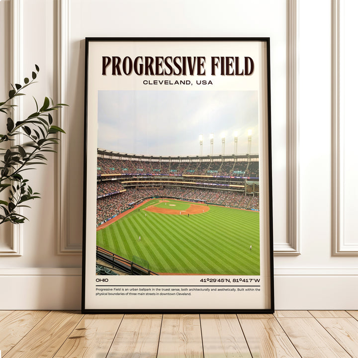 Progressive Field Stadium Baseball Retro Wall Art