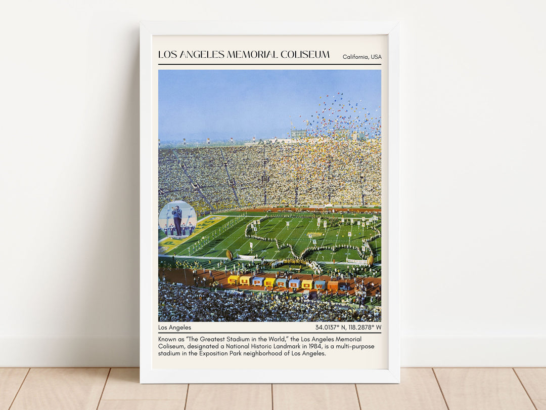 Los Angeles Memorial Coliseum Stadium Football Minimal Wall Art