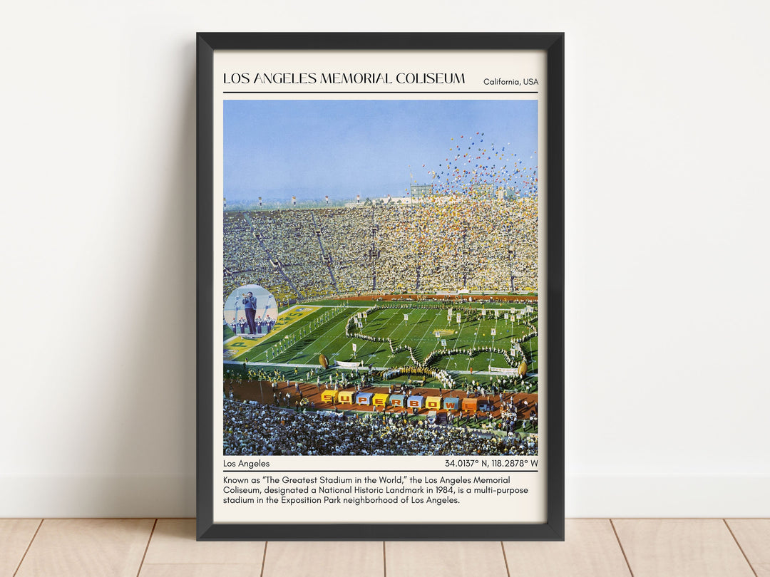 Los Angeles Memorial Coliseum Stadium Football Minimal Wall Art