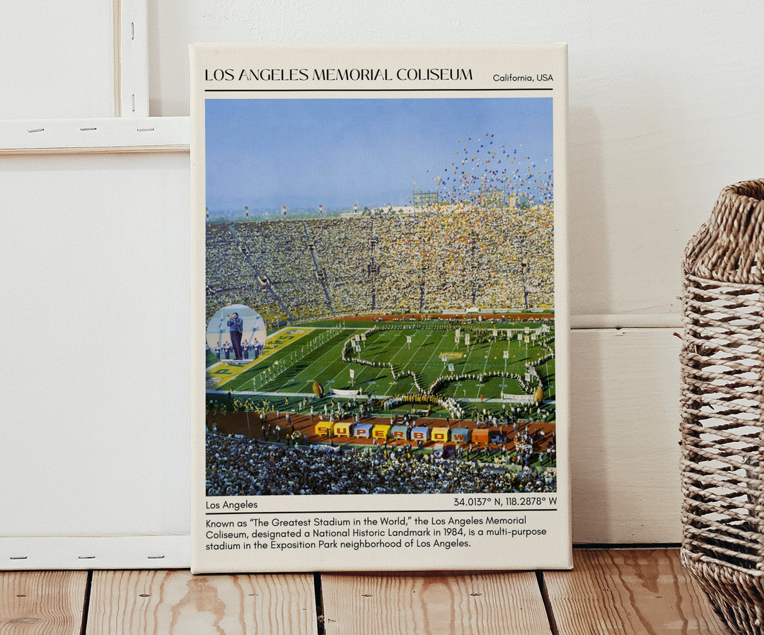 Los Angeles Memorial Coliseum Stadium Football Minimal Wall Art