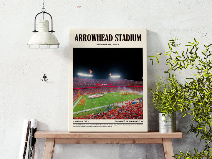 Arrowhead Stadium Football Retro Wall Art