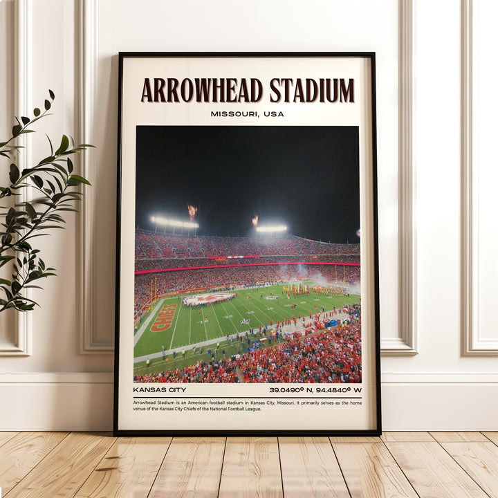 Arrowhead Stadium Football Retro Wall Art