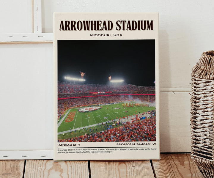 Arrowhead Stadium Football Retro Wall Art