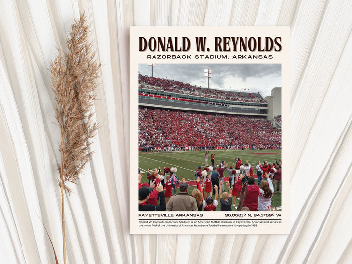 Donald W. Reynolds Razorback Stadium Football Retro Wall Art