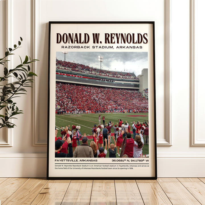 Donald W. Reynolds Razorback Stadium Football Retro Wall Art