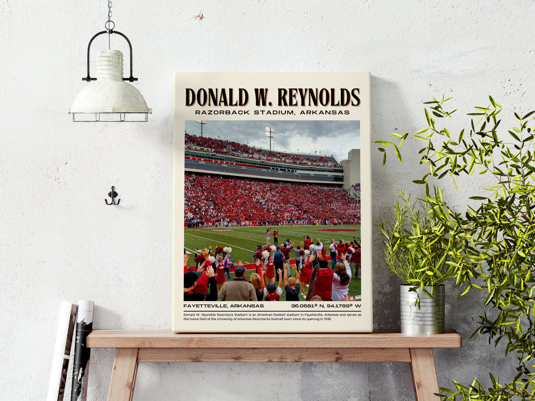 Donald W. Reynolds Razorback Stadium Football Retro Wall Art