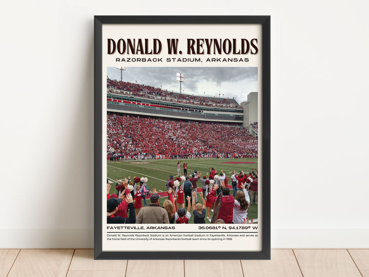 Donald W. Reynolds Razorback Stadium Football Retro Wall Art