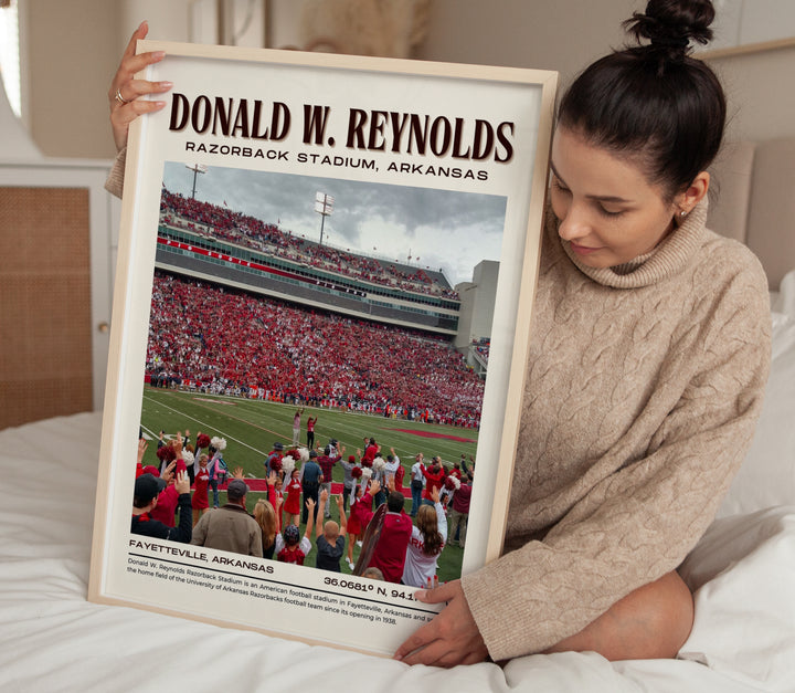 Donald W. Reynolds Razorback Stadium Football Retro Wall Art