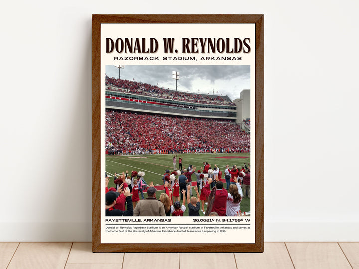 Donald W. Reynolds Razorback Stadium Football Retro Wall Art