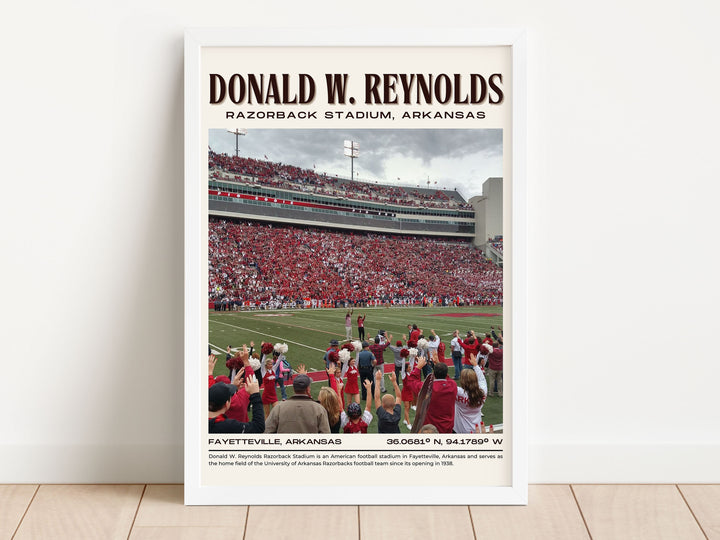 Donald W. Reynolds Razorback Stadium Football Retro Wall Art