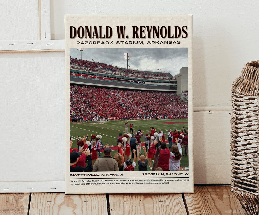 Donald W. Reynolds Razorback Stadium Football Retro Wall Art