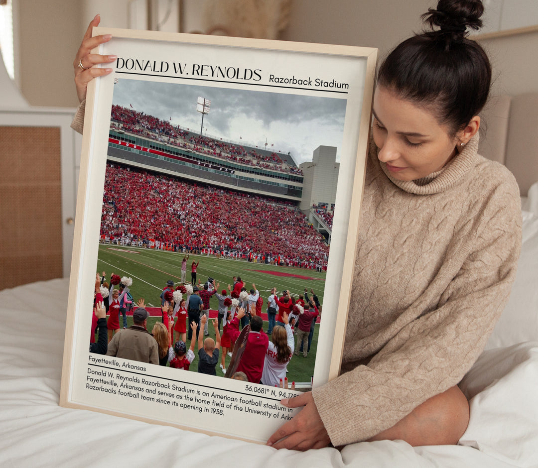 Donald W. Reynolds Razorback Stadium Football Minimal Wall Art