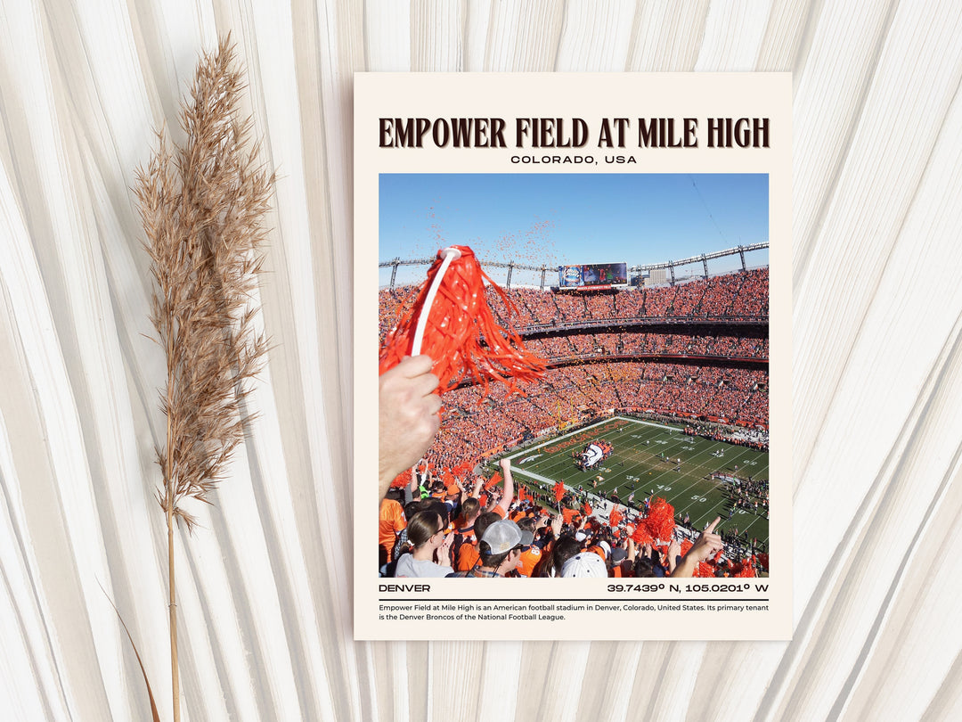 Empower Field at Mile High Stadium Football Retro Wall Art