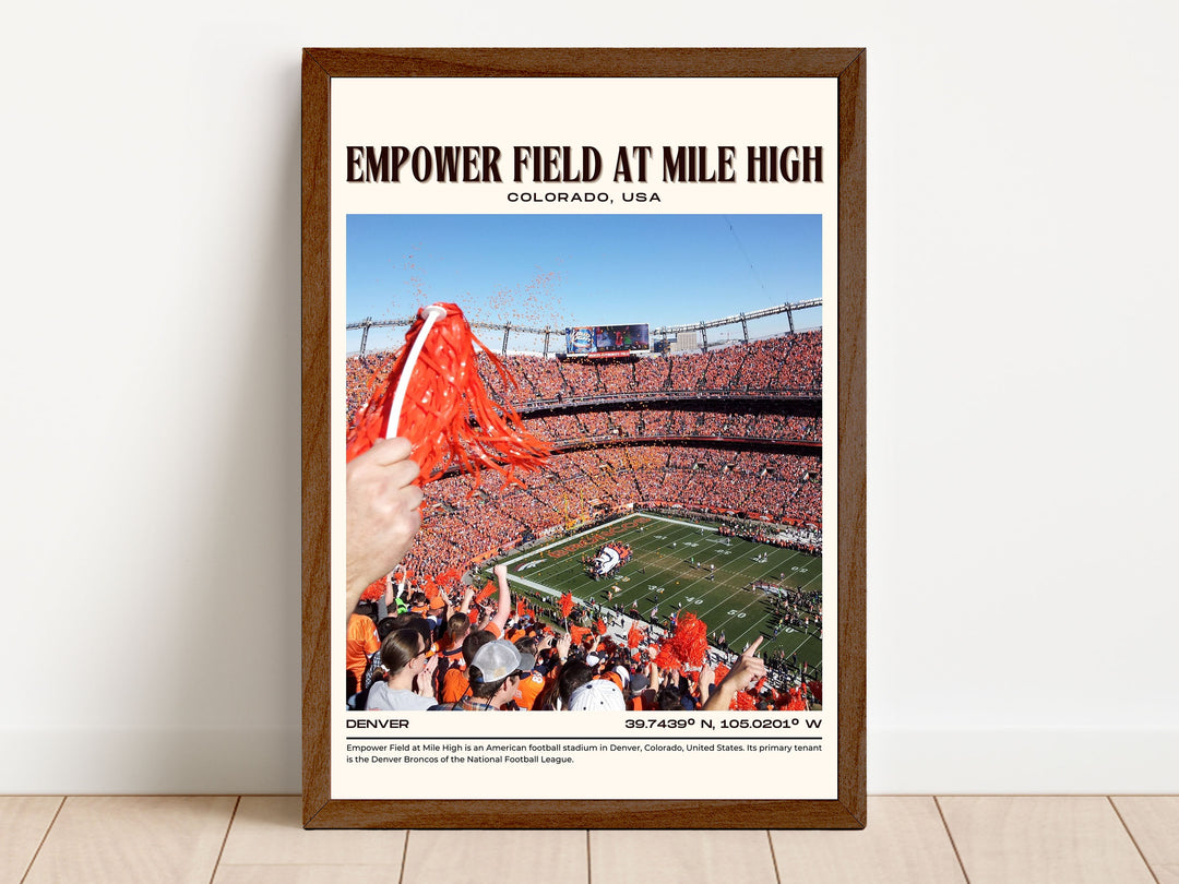 Empower Field at Mile High Stadium Football Retro Wall Art