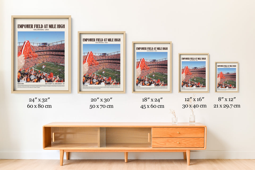 Empower Field at Mile High Stadium Football Retro Wall Art