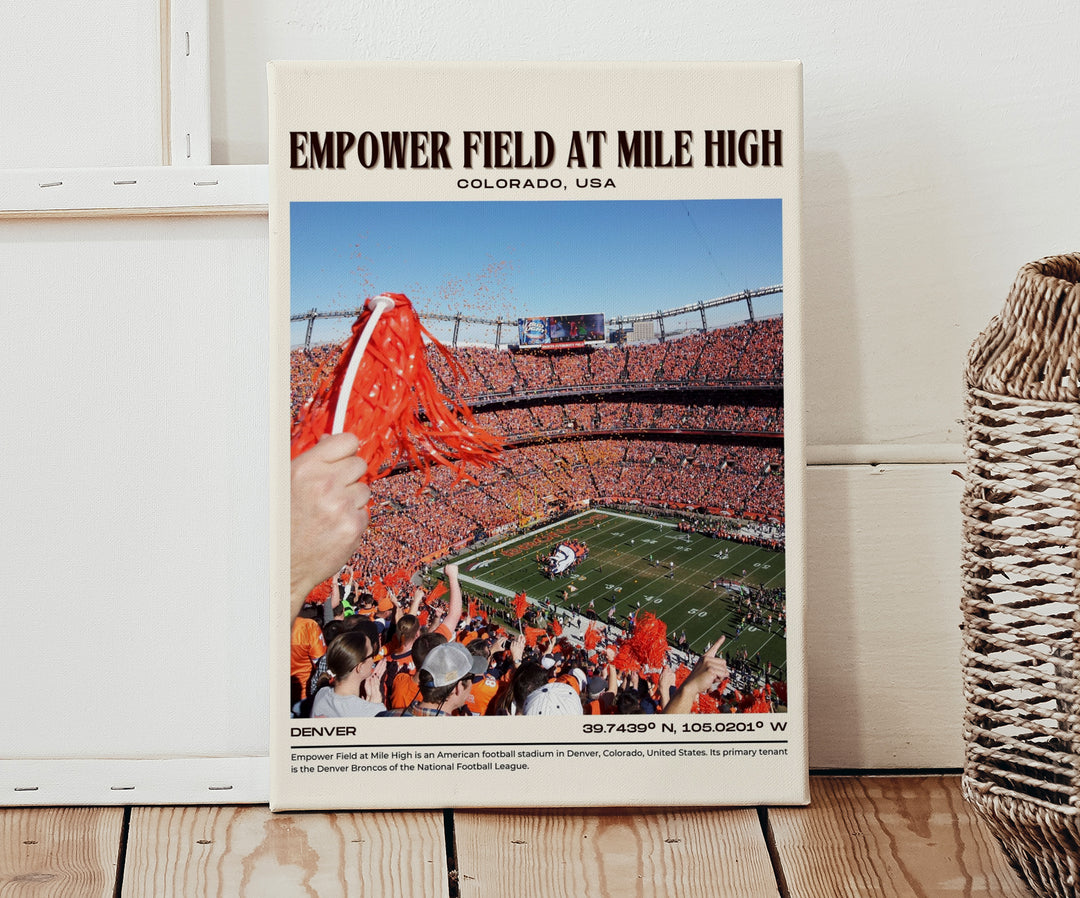 Empower Field at Mile High Stadium Football Retro Wall Art