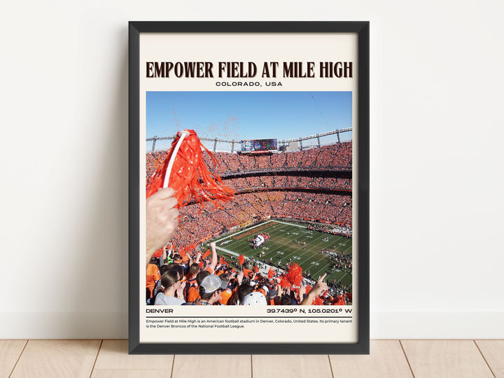 Empower Field at Mile High Stadium Football Retro Wall Art