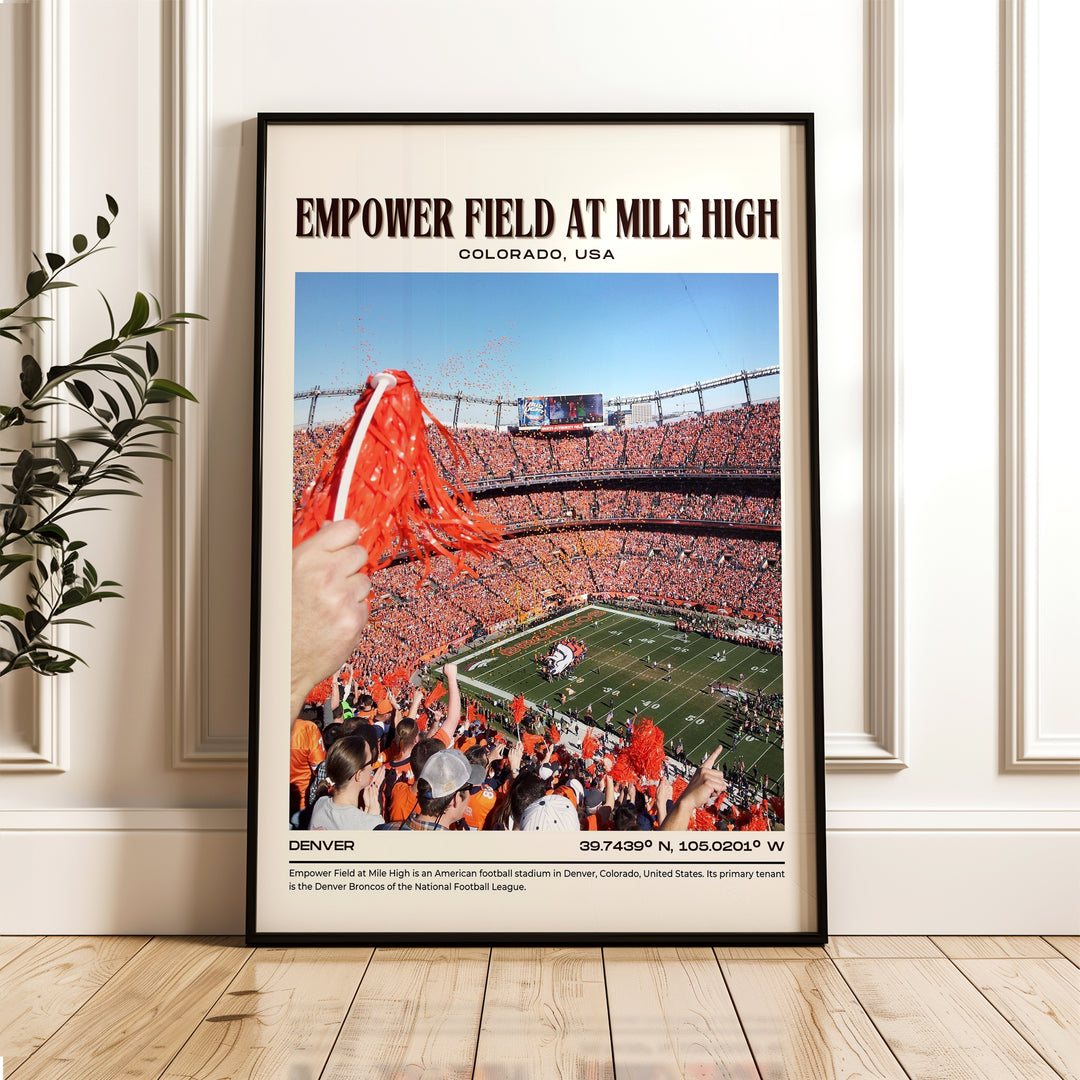 Empower Field at Mile High Stadium Football Retro Wall Art