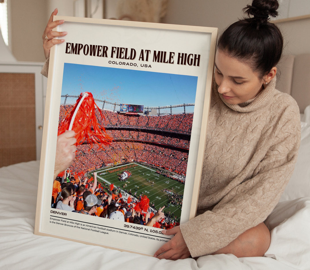 Empower Field at Mile High Stadium Football Retro Wall Art