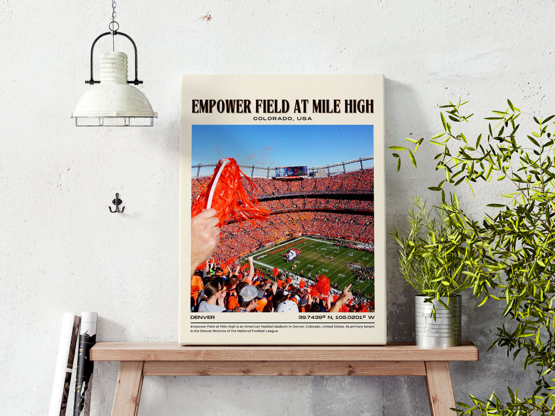 Empower Field at Mile High Stadium Football Retro Wall Art