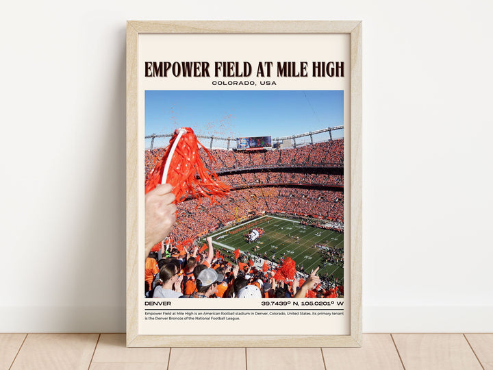 Empower Field at Mile High Stadium Football Retro Wall Art