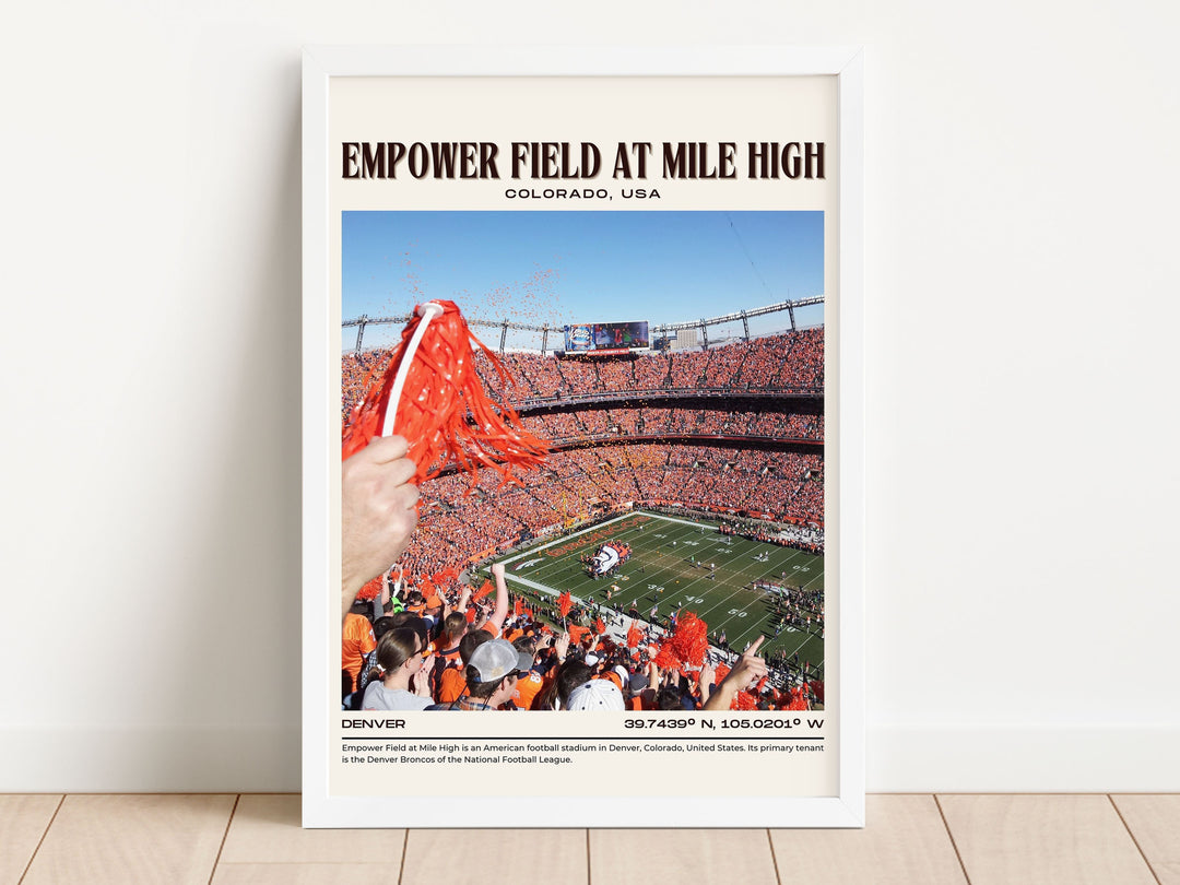 Empower Field at Mile High Stadium Football Retro Wall Art