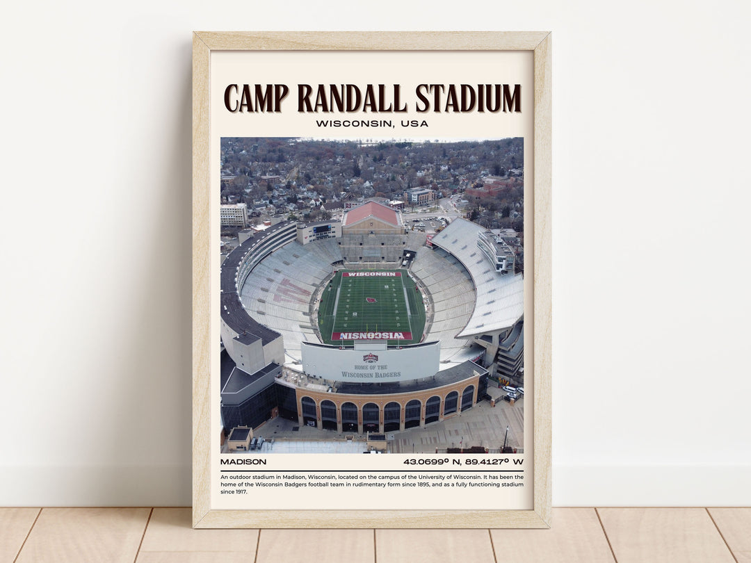 Camp Randall Stadium Football Retro Wall Art