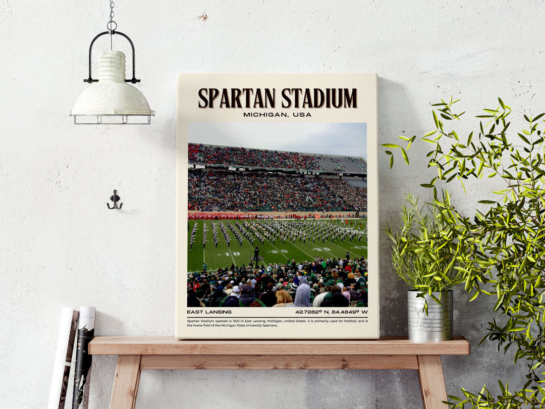 Spartan Stadium Football Retro Wall Art