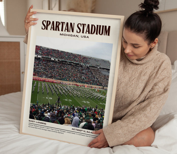 Spartan Stadium Football Retro Wall Art