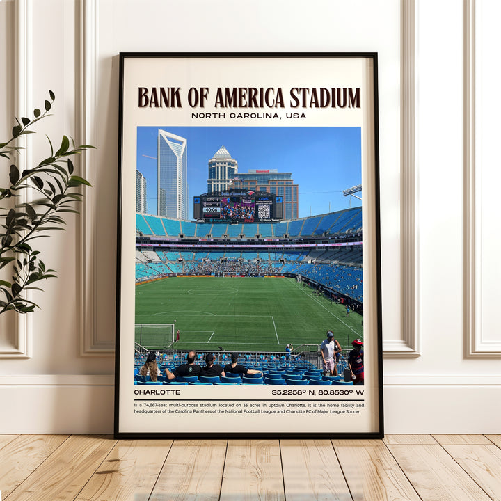 Bank of America Stadium Football Retro Wall Art