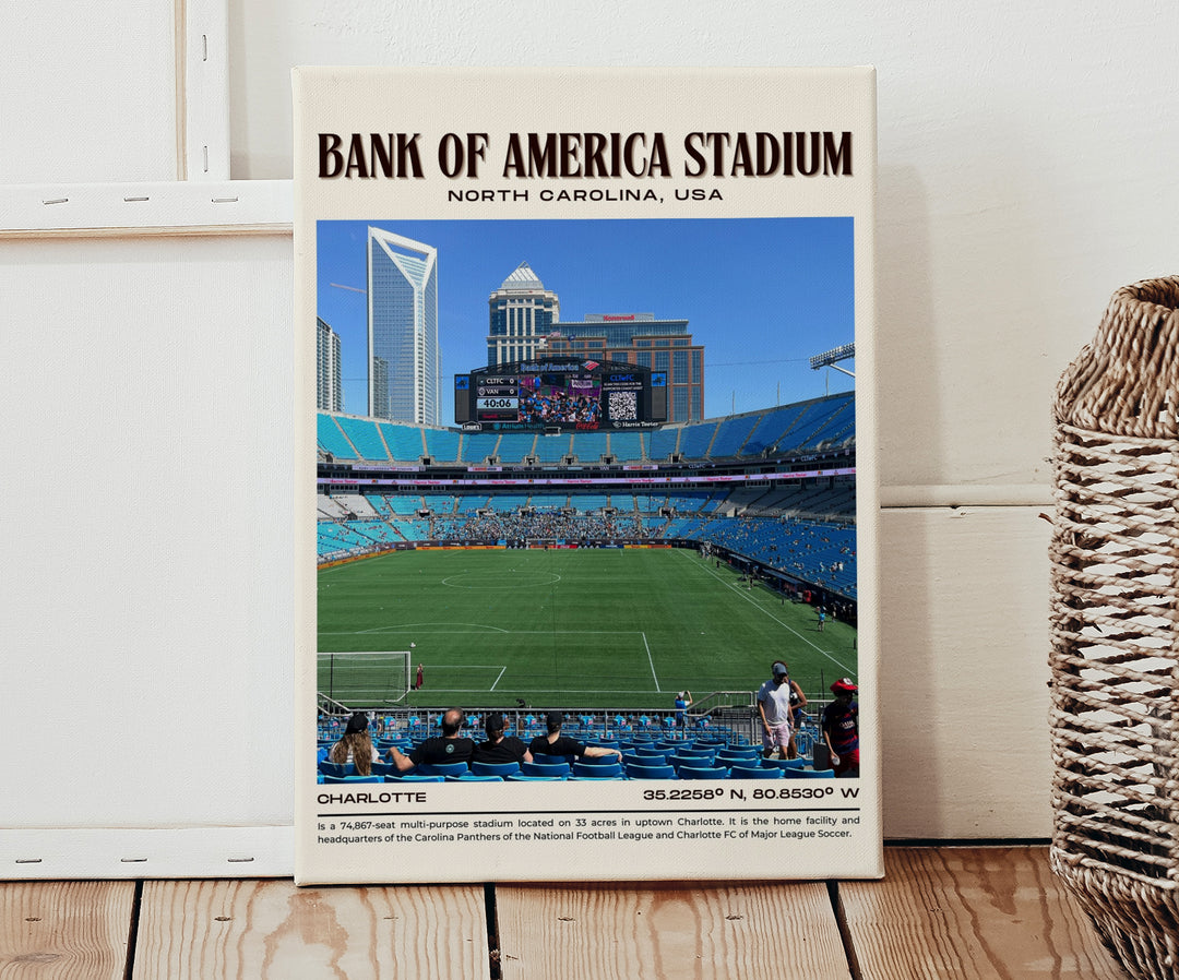 Bank of America Stadium Football Retro Wall Art