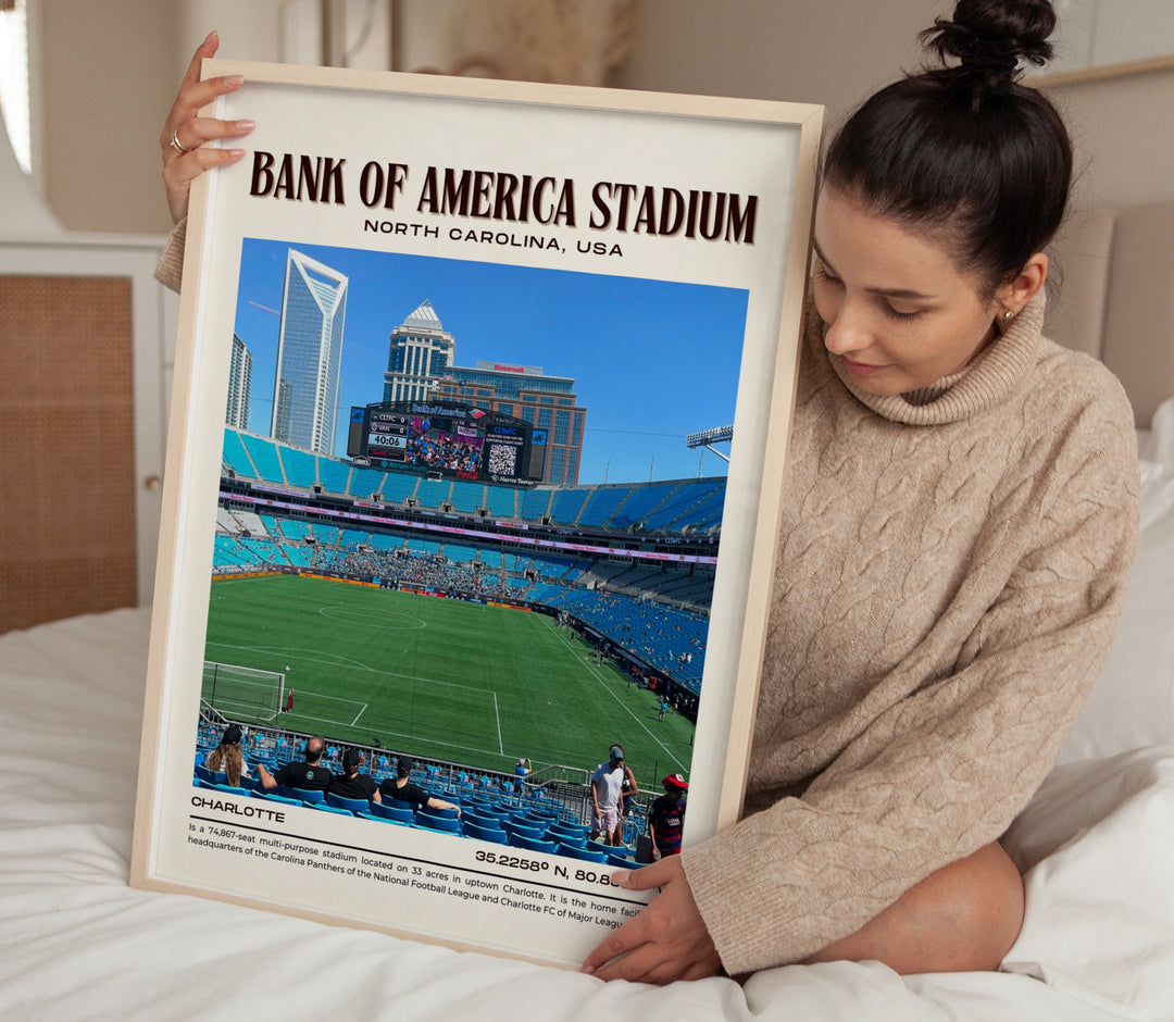 Bank of America Stadium Football Retro Wall Art