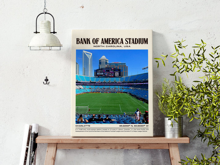 Bank of America Stadium Football Retro Wall Art